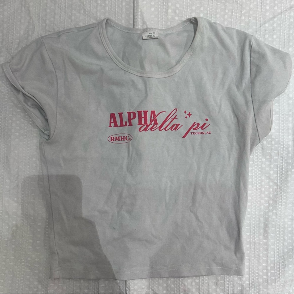 Alpha Delta Pi Pink Logo Baby Tee - Size M